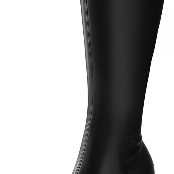 Shoes - Knee High Platform Boots Women Chunky Heel Side Zipper Long Pu Size 8 Black